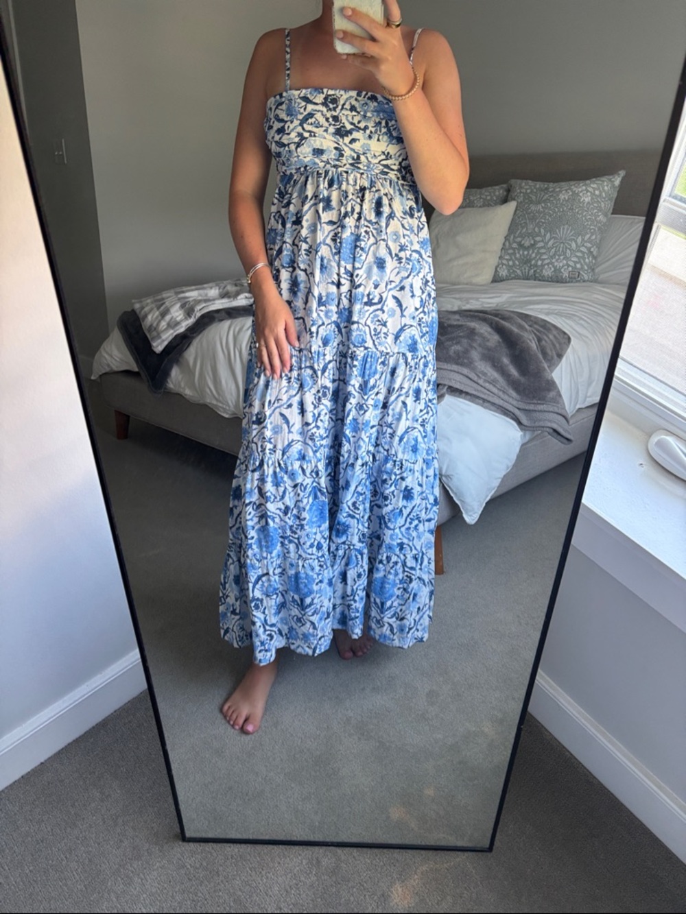 A&F Blue Floral Maxi Sundress - Lightweight Summer Dress